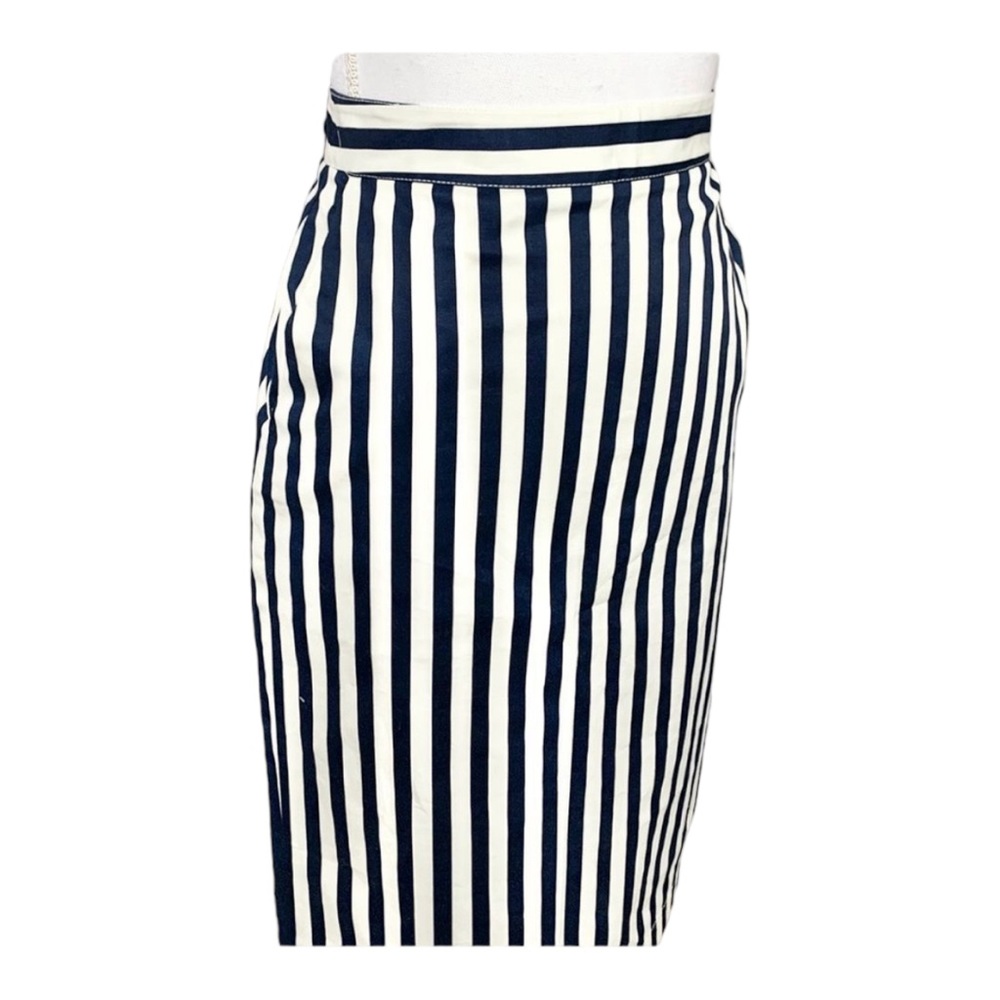 Nautical Navy Blue and White Striped Nautical Pencil Skirt Size 2 - Picture 2 of 6
